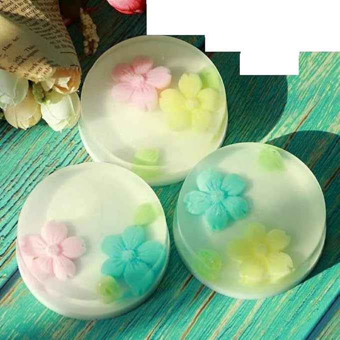 Rose Ice Cube Mold & Soap Silicone Molds - 12-hole Round for Bath Bombs (2 Pack)