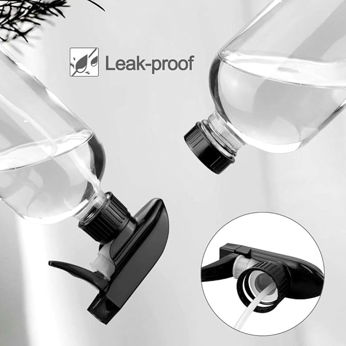 Glass Spray Bottles, 16oz Clear Glass Spray Bottles with Labels & Adjustable Nozzle, Reusable Containers for Cleaning Solutions, BBQ, Food, Plants, Alcohol, Essential Oils(2 Pack)