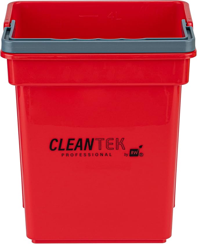 Restaurantware-Clean Tek Professional 4 Quart Cleaning Bucket, 1 Utility Pail with Handle - Heavy-Duty, Portable, Red Plastic Washing Pail, Perfect for Household, Outdoor, Car Wash and More