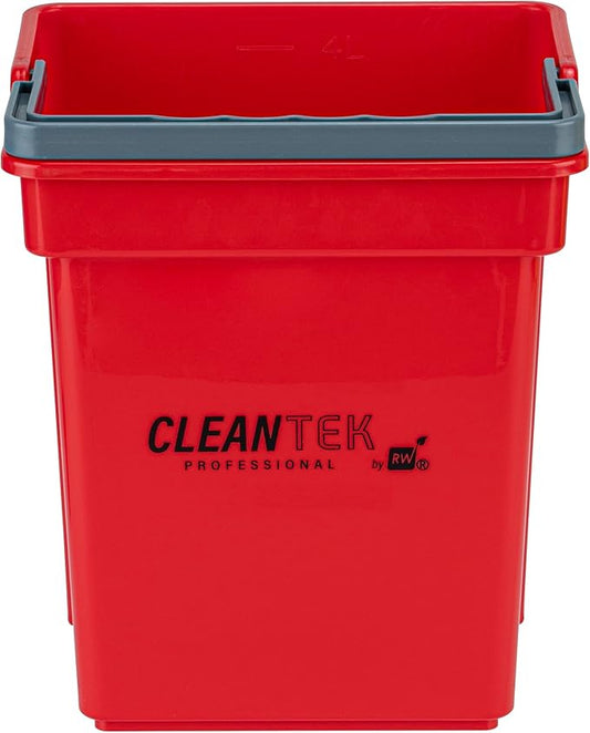 Restaurantware-Clean Tek Professional 4 Quart Cleaning Bucket, 1 Utility Pail with Handle - Heavy-Duty, Portable, Red Plastic Washing Pail, Perfect for Household, Outdoor, Car Wash and More
