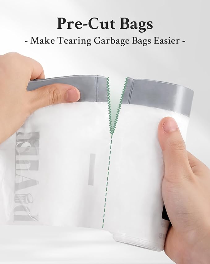 TrashAid 1.6 Gallon Small Trash Bags, 90pcs Mini Bathroom Garbage Bags, 6 Liter Waste Basket Liners for Bathroom, Office, Fit 0.8-1.6 Gal, White, Code A