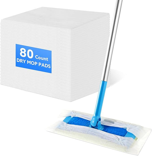 80PCS Dry Sweeping Cloths Pads Compatible with Swiffer Sweeper, Disposable Duster Refill, Non-Woven Mop Refills Pads for Floor Mopping, Wood Floors, Dust and Pet Hair Cleaning