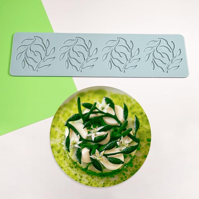 TUKE Food Molds Silicone Shapes Leaf Silicone Chocolate Molds Candy Baking 3D Silicone Molds Fondant Clay Silicone Food Molds for Cake Decorating, Resin, Soap, Sugar Craft (Leaf_10.64x2.88x0.12inch)