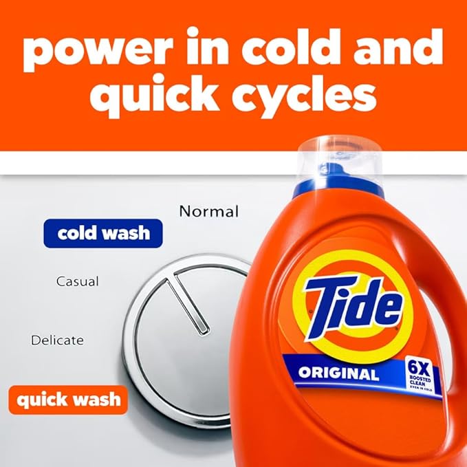 Tide Liquid Laundry Detergent, Original Scent, 80 fl oz, 64 Loads, Boosted Clean Even in Cold Water with Concentrated Washing Soap