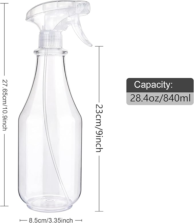 Plastic Spray Bottles Empty Spray Bottle 28.4oz Heavy Duty Spraying Bottles Mist/Stream Water Bottle for Cleaning Solutions, Plants, Pet, Essential Oils, Hair (Clear4)