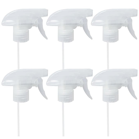 6-Pack Transparent White Trigger Sprayer (6 Count, Black, White, Plastic, Metal, HDPE, Spray Bottle, Trigger Sprayer, Dispenser, Cleaning, Plant Watering, Hair Care)