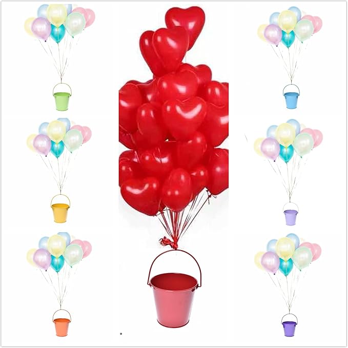 Small Metal Buckets with Handle, 6 Pack 4.3 inch Colored Galvanized Bucket for Kids,Classroom,Crafts,and Party Favors (Multi-Colored, 4.3" Top)