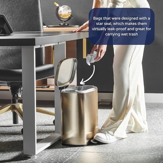 Plasticplace 12-16 Gallon Trash Bags, Clear High Density Garbage Bags Liners, 24" x 33" (1000 Count), Leak-Proof, Durable Offices, Schools, Cleaning Services Trashbags Heavy Duty Can Liner, 8 Microns