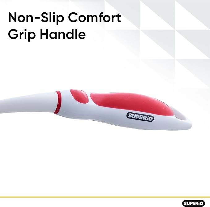 Dish Brush with Handle Vegetable Brush Double Sided Cleaning Brush Scrubber Non Scratch Scrub Brushes Kitchen Brush for Cooking, Foods- Fruits/Potatoes/Veggies, Sinks, Bath-Red, Superio