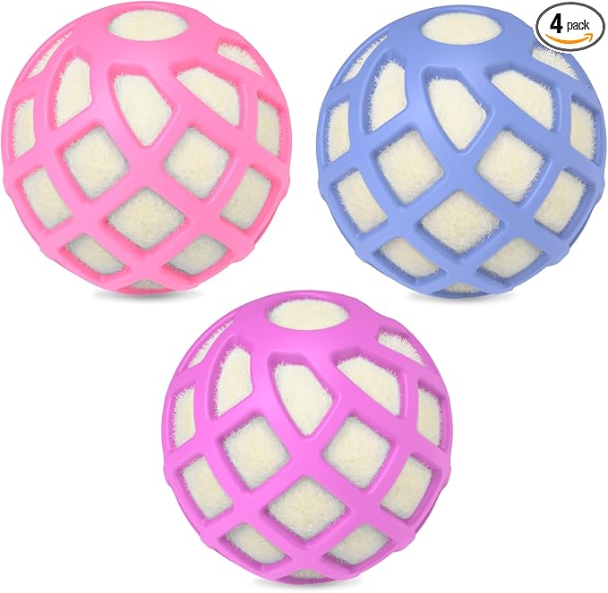 Dryer Balls – Patented Silicone Guard, Natural Wool Core, Super Anti-Tangle & Saves Drying Time, Reduces Static & Noise, Natural Fabric Softener, XL 3" (Pink Light Blue Lavender, Pack of 6)