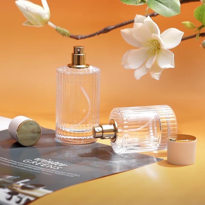 50ml/1.7 Oz Glass Spray Bottle Perfume Atomizer,Refillable Perfume Spray Bottle Perfume Bottles Empty with 3 Kinds of Perfume Dispenser (Round 50ml)