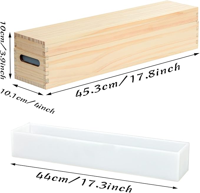 Silicone Soap Molds for Soap Making - Wooden Soap Mold Loaf with Cover, Rectangle Soap Loaf Molds for DIY Soap Making（2.2L/77oz）