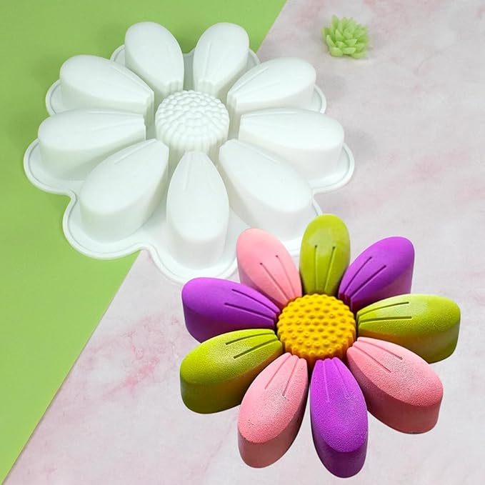 mostsom DIY Sunflower Chocolate Molds Silicone Candy Molds Non Stick Cookies Baking Trays for Party Decorations Food Grade (Sunflower M_9x9x1.48inch)