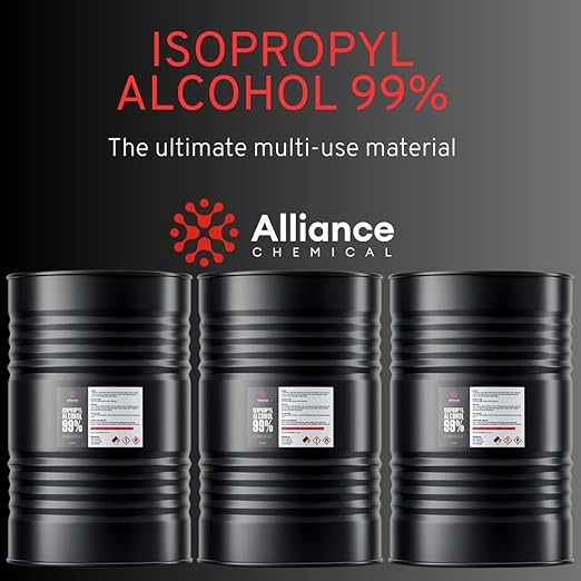 Isopropyl Alcohol 99% - 4 x 55 Gallon Drums - High-Purity Concentrated Rubbing Alcohol for Effective Cleaning - Quick-Drying, Domestically Sourced IPA