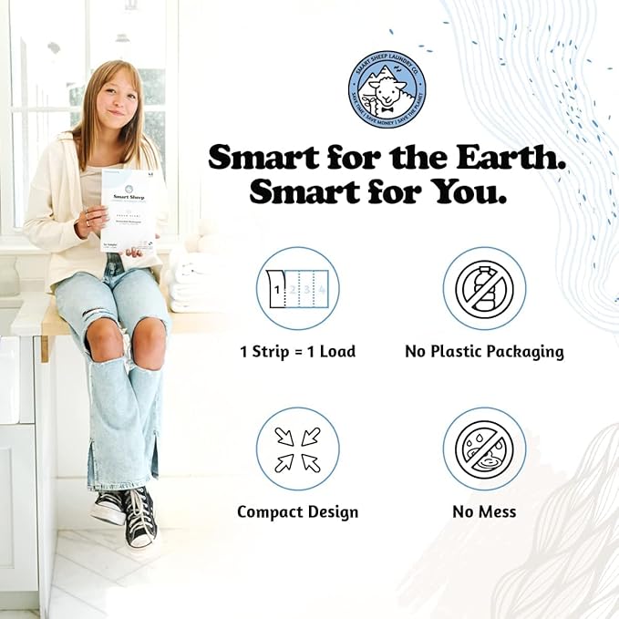 Smart Sheep - Laundry Strips - 480 loads 10 PACK- Laundry Detergent Strips - Detergent Strips for Sensitive Skin -Convenient Eco Friendly & Plastic Free -Perfect for Home Travel & Camping -Fresh Scent