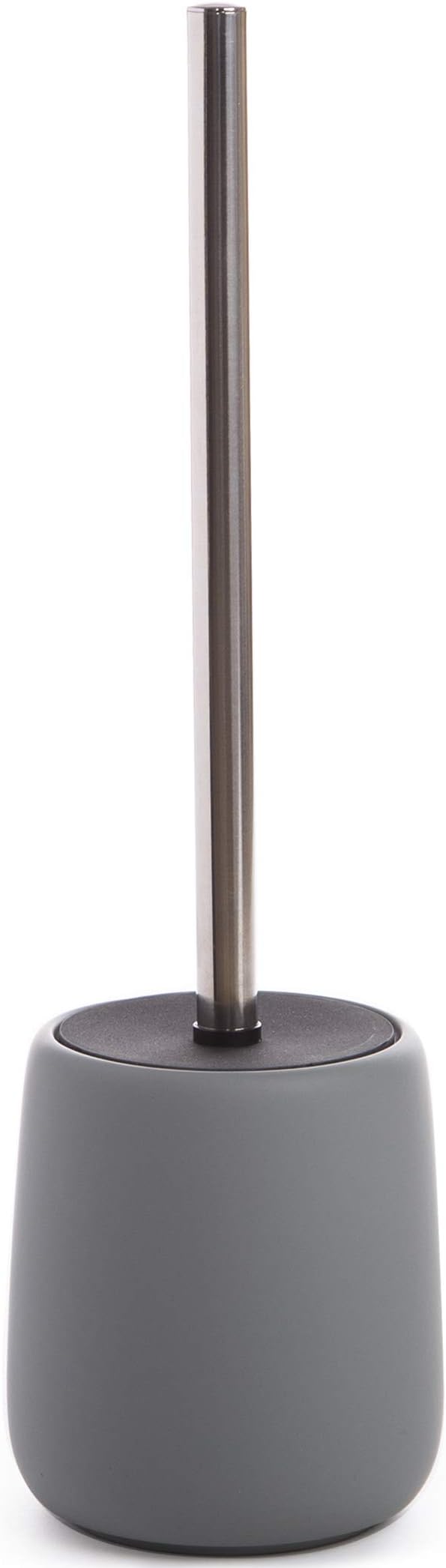 BINO Toilet Brush with Holder - Silicone Coated Ceramic, Light Grey - Bowl Cleaner