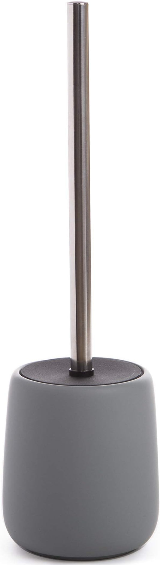 BINO Toilet Brush with Holder - Silicone Coated Ceramic, Light Grey - Bowl Cleaner