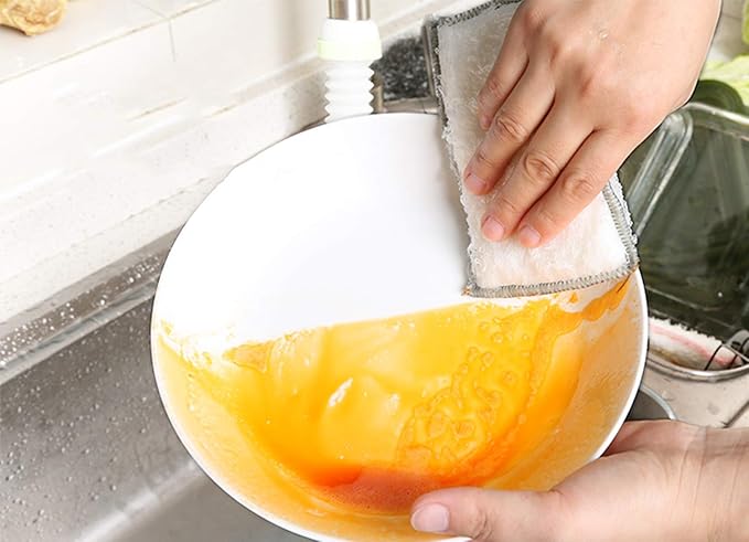 JEBBLAS Bamboo Natural Kitchen Sponges Dish Sponge Cleaning Sponge Heavy Duty Scrub Sponge for Cleaning Kitchen and Household Green (8 Pack)