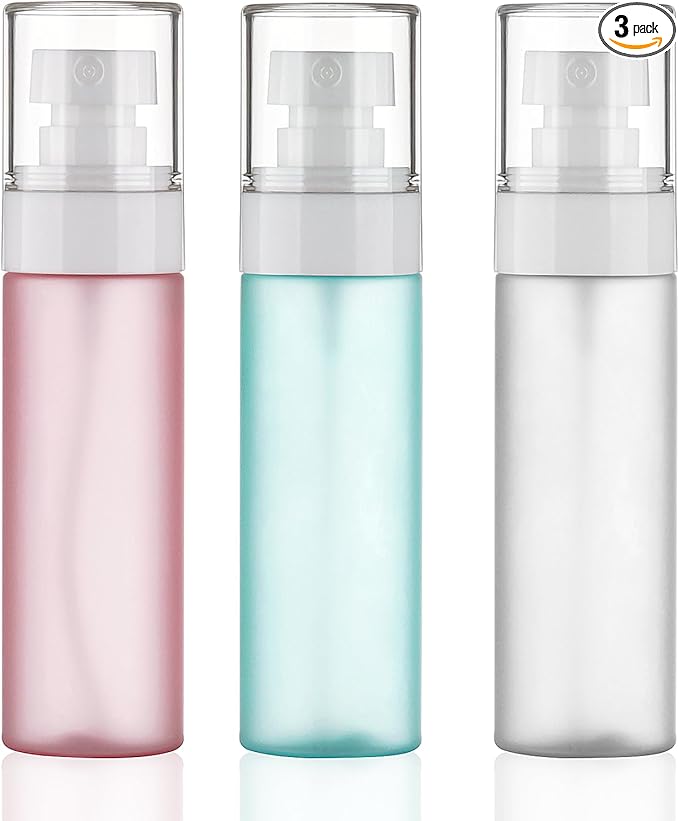Travel Spray Bottles TSA Approved 3 Pack (2.2oz/65ml), Leak Proof Fine Mist Refillable Empty Plastic Spray Bottles for Perfume, Essential Oils, Toners, Hair & Face Mist (65 ml)