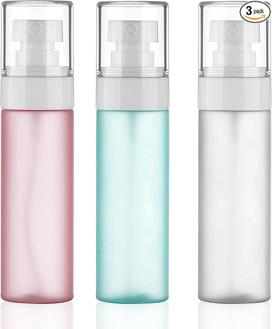 Travel Spray Bottles TSA Approved 3 Pack (2.2oz/65ml), Leak Proof Fine Mist Refillable Empty Plastic Spray Bottles for Perfume, Essential Oils, Toners, Hair & Face Mist (65 ml)