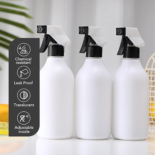 Tanlade 30 Pcs Plastic Spray Bottles 16 oz Leak Proof Squirt Bottle Refillable Empty Spray Water Mist Sprayer with Nozzles for Hair Essential Oil Cleaning Solutions Plants Pets (Black)