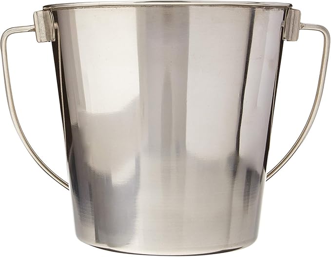 Advance Pet Products Heavy Stainless Steel Round Bucket, 2 Quart | Durable Food & Water Pail for Dogs, Cats, Kennels, Cages and Critter Crates | Multi-Purpose Bucket