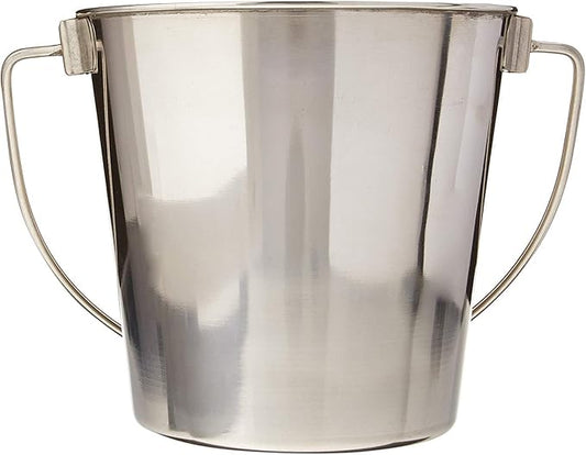 Advance Pet Products Heavy Stainless Steel Round Bucket, 2 Quart | Durable Food & Water Pail for Dogs, Cats, Kennels, Cages and Critter Crates | Multi-Purpose Bucket