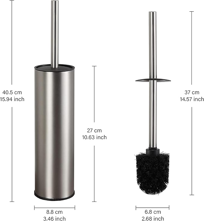 BGL Toilet Brush and Holder,Stainless Steel Toilet Brushes for Bathroom with Holder, Toilet Bowl Brush and HolderBrushed Nickel