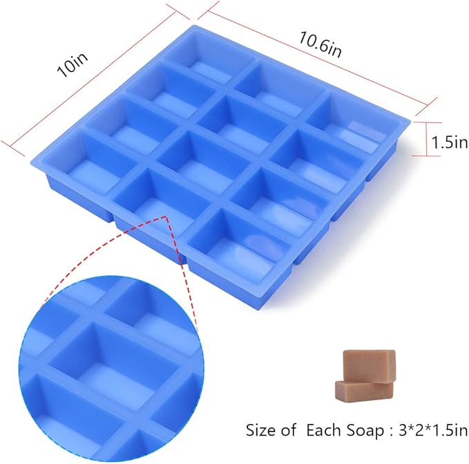 Thick Rectangle Silicone Soap Mold 4oz, 12 Bar Soap Mold for Soap Making, Thick and Durable with Flat Sides and Smooth Lines