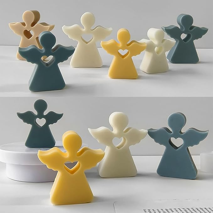 2PCS Heart Angle Silicone Molds, Cute Angle Shape Molds for Resin Candle Concrete, Creative Love Epoxy Resin Casting Clay Plaster Art Craft Gift Making Mold Wall Hanging Valentines Home Decor