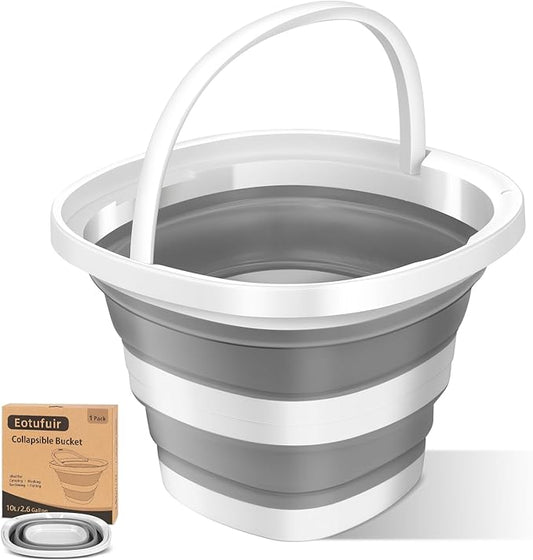 1Pack Collapsible Bucket 2.6Gal (10L) - Folding Bucket for Camping, Car Wash, Gardening, Cleaning & Outdoor | Portable Space-Saving Design with Handle, Easy to Carry & Store