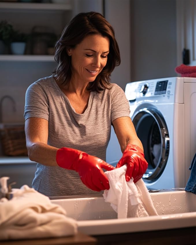 Reusable Latex Dishwashing Gloves – 3 Pairs Waterproof Non-Slip Kitchen Cleaning Gloves, Medium Size Dish Gloves for Women, Flexible and Durable (Red+Yellow +Blue) Medium