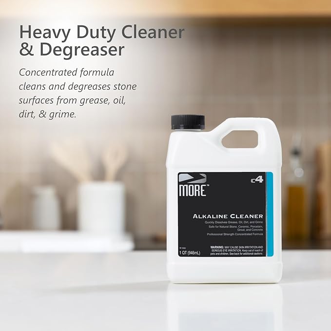 MORE Alkaline Heavy Duty Cleaner & Degreaser for Cleaning, Oil Removing and Restoring Natural Stone, Tile, Grout, Concrete, Kitchen Appliances, Stovetops and Grills - Quart - 32 oz