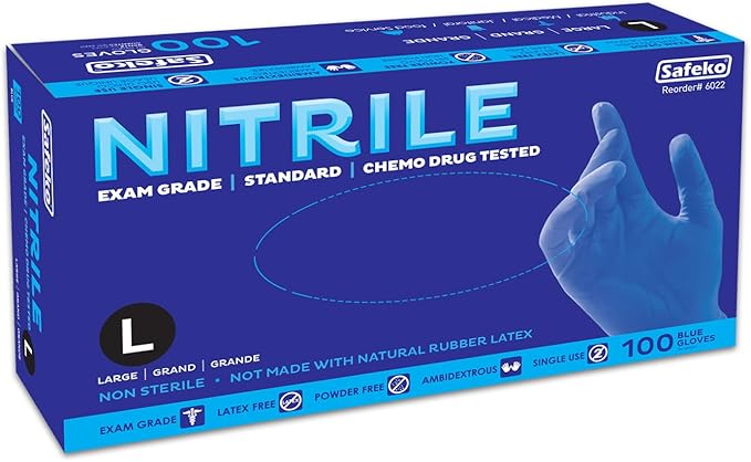 Nitrile Exam Gloves, Latex-Free Powder-Free Non-Sterile Disposable Gloves, For Medical, Cleaning, And Kitchen Prep
