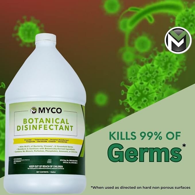 Myco Botanical Disinfectant Cleaner – Natural Plant-Based Ready-to-Use EPA-Registered Disinfectant Spray for Mold, Mildew, Germs, Bacteria & Viruses – Safe for Home & Commercial Use, 4 Gallon
