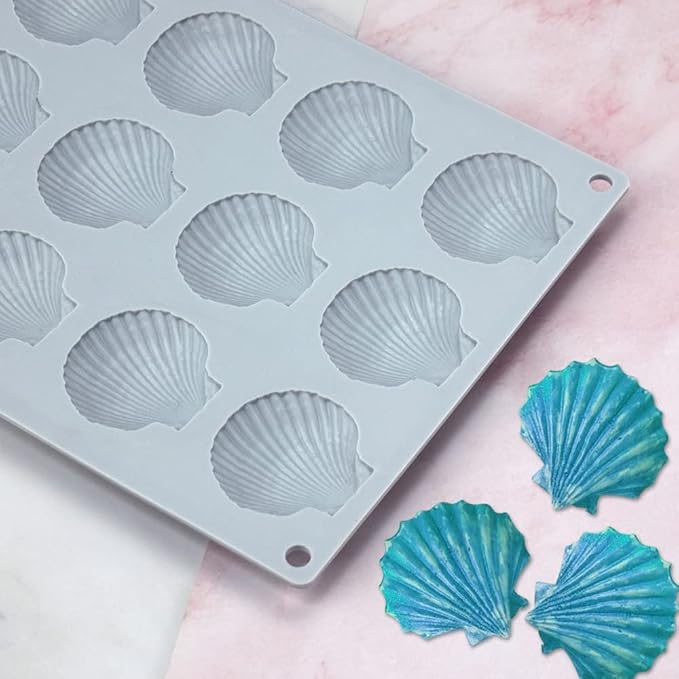 mostsom Silicone Sea Shell Mold Baking Mould Ice Cube Tray Shell Shape Silicone Mold for Chocolate, Soap, Candle, Fondant Birthday Cake Decoration and Jelly (Sea Shell J)