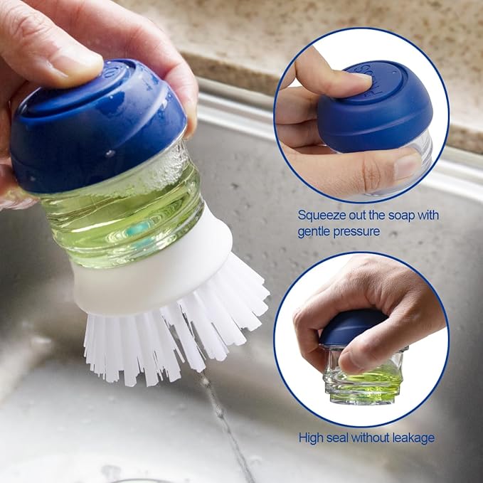 CELOX Dish Scrubber with Soap Dispenser for Pots, Dishes, Bowls