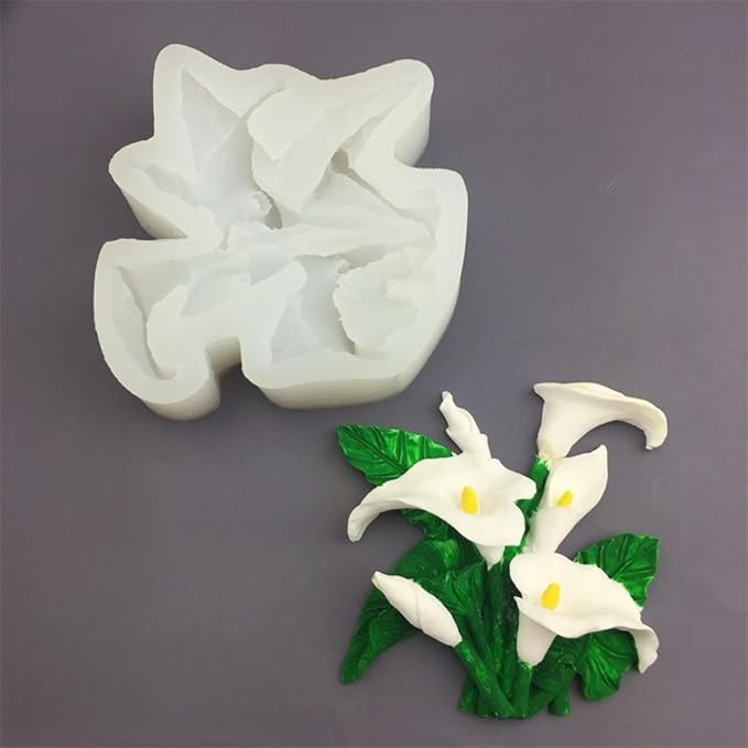 3D Flower Bouquet Candle Soap Silicone Molds Fondant Chocolate Candy Cake Decorating Mould Resin Clay Baking Pastry Tools (Calla Lily)