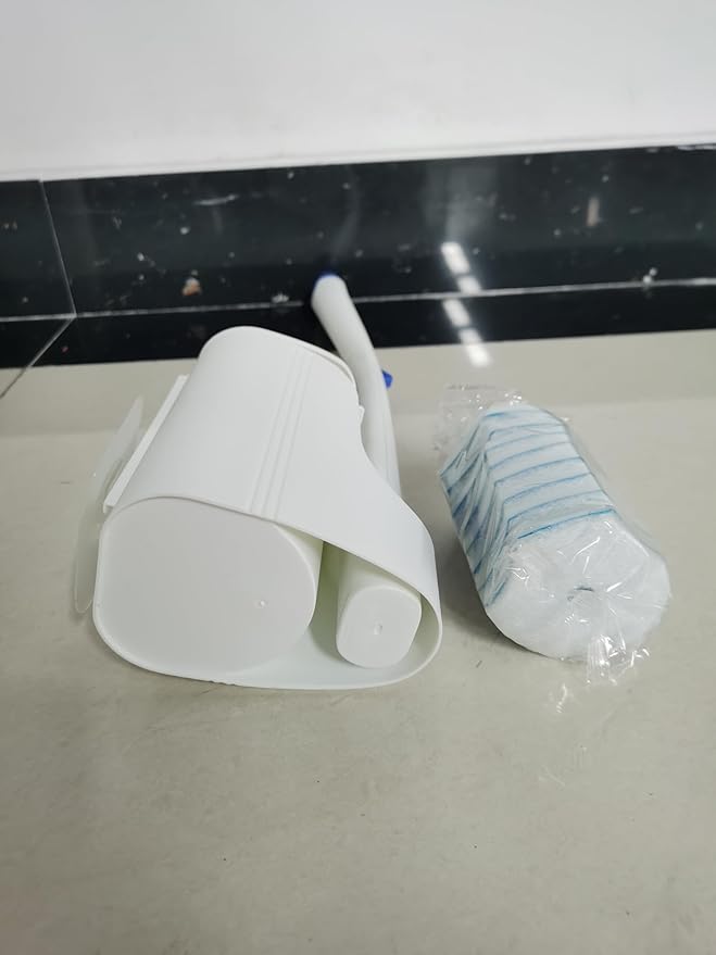 JEHONN Disposable Toilet Brush with 48 Wand Cleaner Refills, Wall Mounted Toilet Bowl Brush Holder Set, Bathroom Cleaning System for Sink Bathtub Wash Basin (Blue)