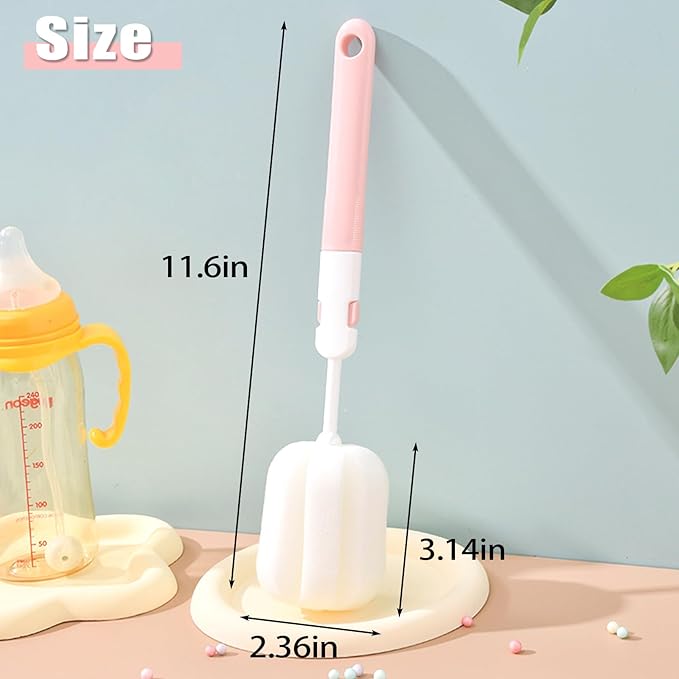 Spong Bottle Brush 5PCS Cup Brushes Sponge Baby Bottle Brushes Long Handle Cup Scrubber Brush Portable Sponge Cleaning Brush (5 PCS)