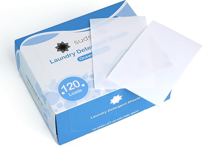 Suds Life Laundry Detergent Sheets (60 Sheets) Ocean Breeze, Lavender, Rainforest - Portable, Concentrated Laundry Detergent (Up to120 Loads) (Ocean Breeze)