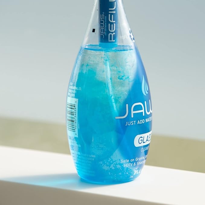 JAWS Glass Cleaner Bottle with 2 Refill Pods. Refillable Cleaning Supplies