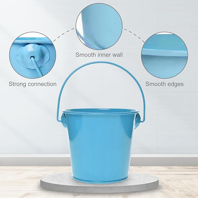 3.1" Galvanized Mini Tin Buckets – 12Pcs Rainbow Colors Metal Buckets with Handle, Ideal for Party Favors, Bridal Shower and Craft Projects (Multi-Colored, 3.1")