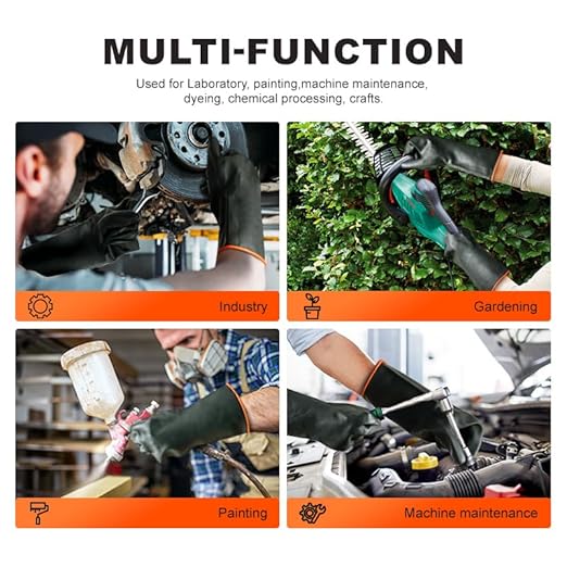 North Tower Chemical Resistant Gloves Rubber Heavy Duty Glove Work With Waterproof Gloves For Mens （14in,1 pair）