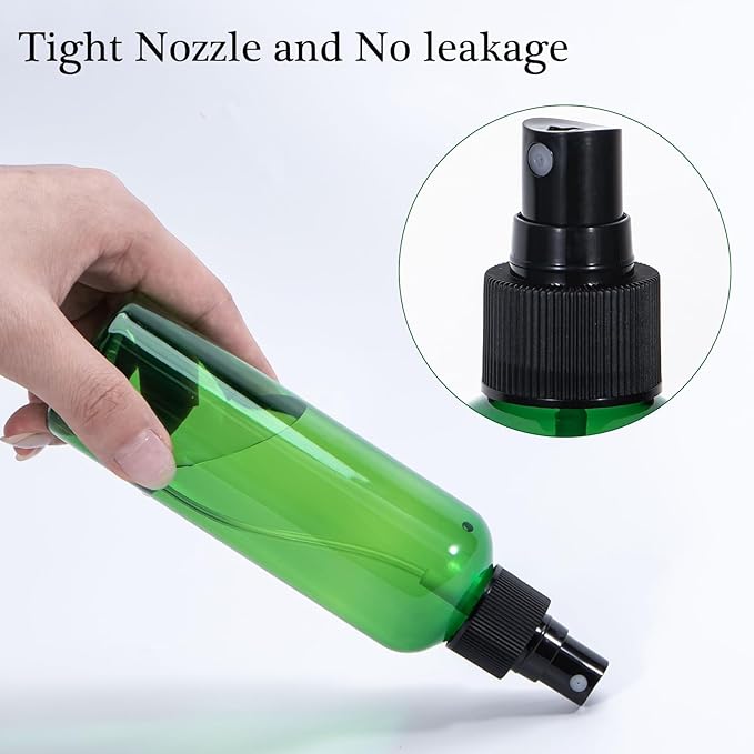 Yebeauty Spray Bottles for Essential Oils, 6.8oz Refillable Plastic Misting Spray Bottle Empty Atomizer Fine Mist Spray Bottle for Beauty Products Cleaning, 2 Pack Green