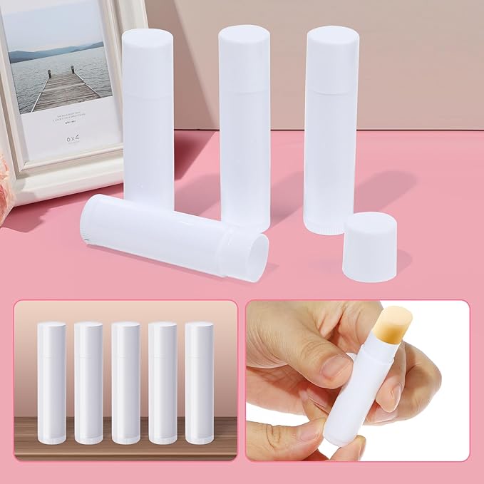 Lip Balm Crafting Kit, 50 Pieces Empty Lipsticks Filling Tubes Mold Handmade Set Pallet with Scraper, Lip Balm Tubes with Filling Tray and Spatula for Women Girl Cosmetics Makeup, Pink