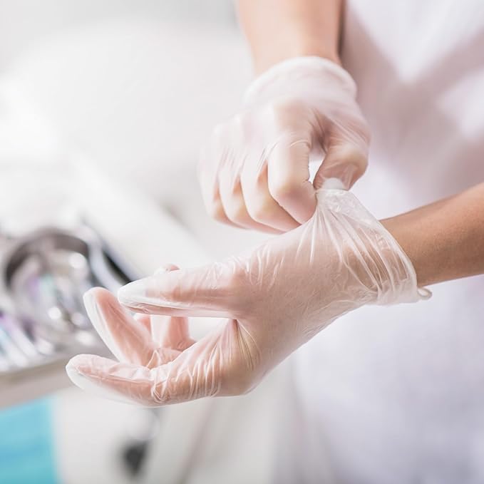 Schneider Clear Vinyl Exam Gloves, Latex-Free, Disposable Medical Gloves, Cleaning Gloves, Food Safe, Powder-Free, 4 mil