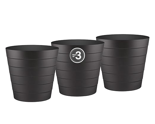 Small Trash Can (2.1 Gallons), Dorm Trash Can, Heavy Duty Dust Bin, Mini Garbage Can for Bedroom (Pack Of 3), Plastic Wastebasket, Bathroom Wastebasket (Black) Round paper Trashcan, Office Trash Bin