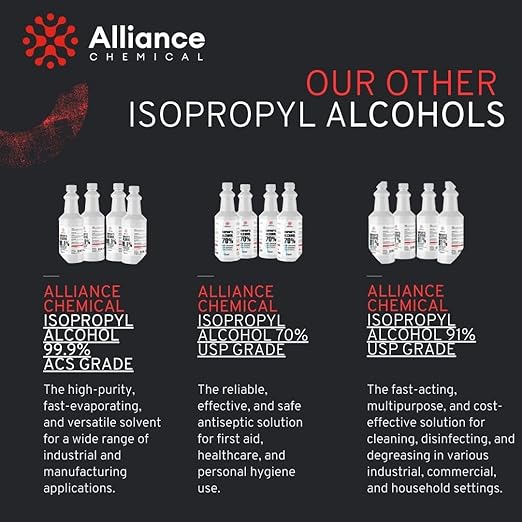 Alliance Chemical Isopropyl Alcohol 99% - 2 Quart Bottle with Spray Top (64 oz) - High-Purity Concentrated Rubbing Alcohol for Effective Cleaning - Quick-Drying, Domestically Sourced IPA