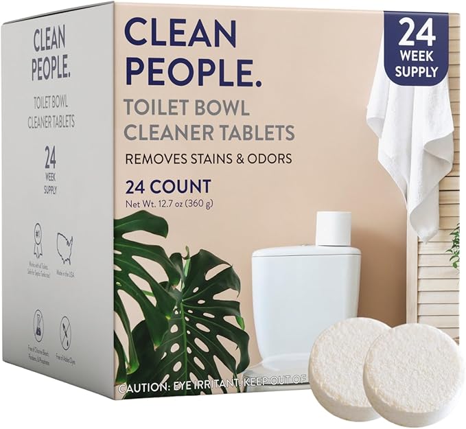 THE CLEAN PEOPLE Toilet Bowl Cleaner | Eco Friendly Toilet Bowl Cleaner Tablets for Removing Hard Water Stains, Rust, and Limescale Buildup (24 Count)
